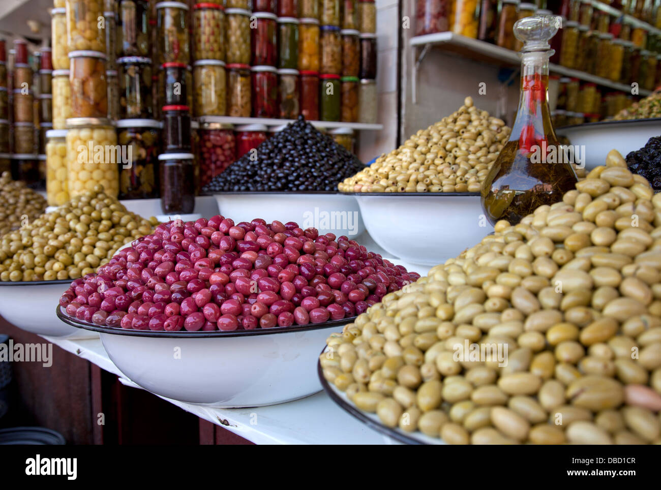olive seller Stock Photo