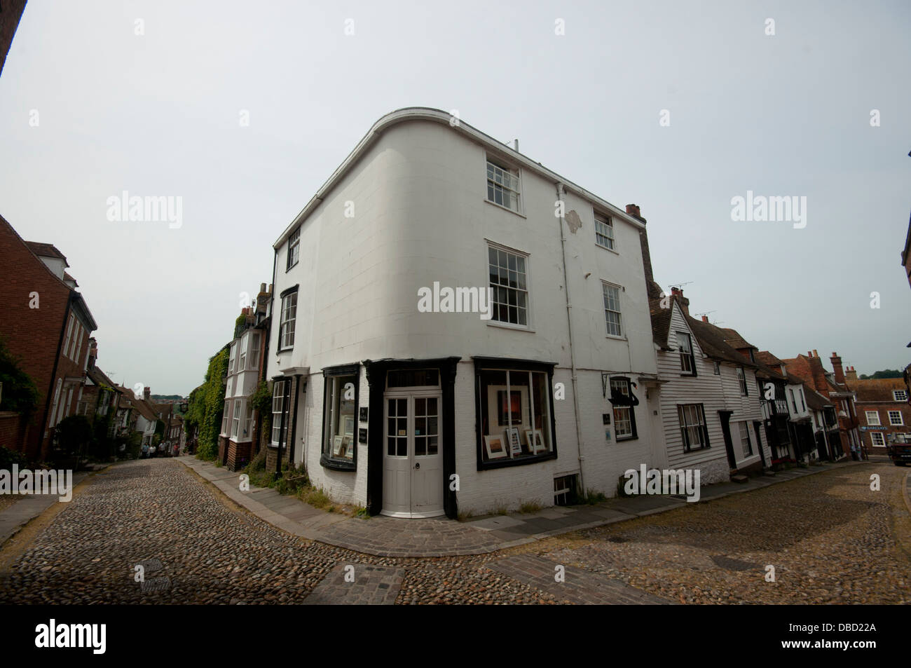 Rye east Sussex coastal cinque port ancient medieval town. Corner of mermaid street and west street Stock Photo