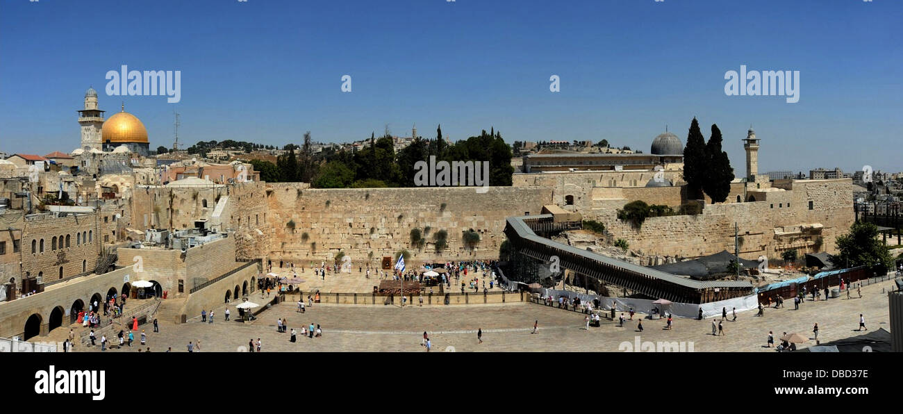 Panoramic View from Dome of the Rock to El Aksa  , Jerusalem Israel Stock Photo