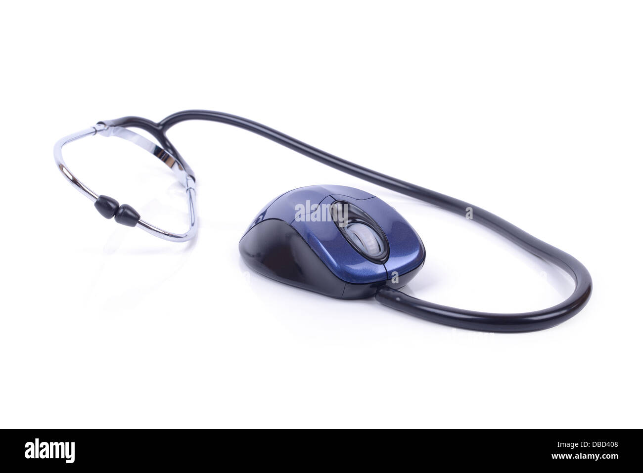 online medical exam mouse and stethoscope isolated on white with clipping path Stock Photo Alamy