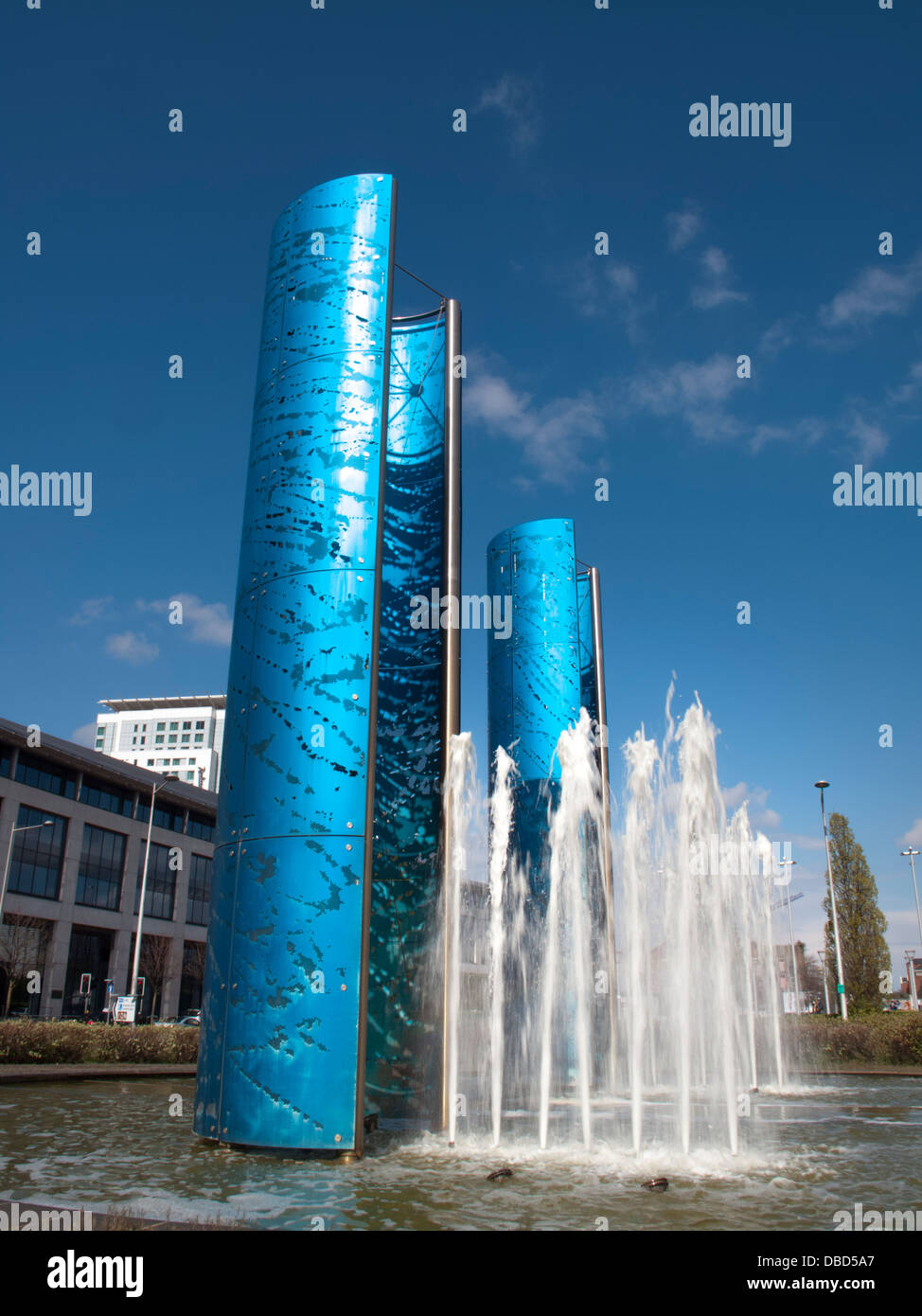Fountains in Callaghan Square Cardiff Stock Photo