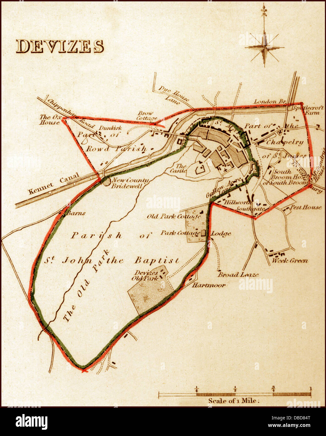 1832 Victorian Map of Devizes Stock Photo Alamy