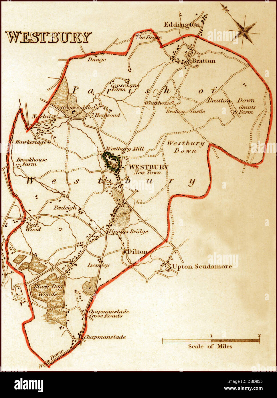 1832 Victorian Map of Westbury Stock Photo - Alamy