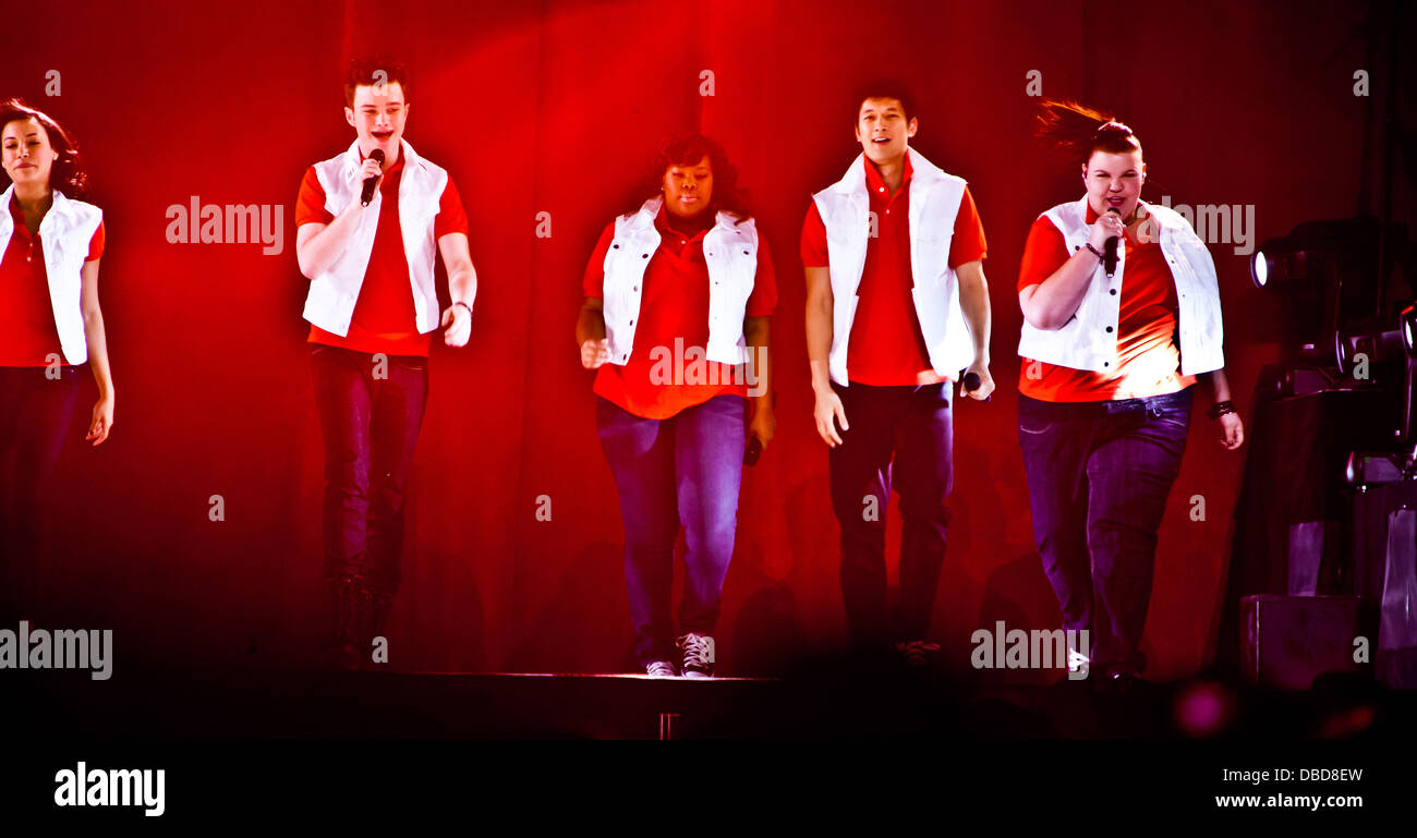 Naya Rivera, Chris Colfer, Amber Riley, Harry Shum Jr. and Ashley Fink “Glee  Live! In Concert!” at Mandalay Bay Resort Las Vegas, Nevada - 21.05.11  Stock Photo - Alamy