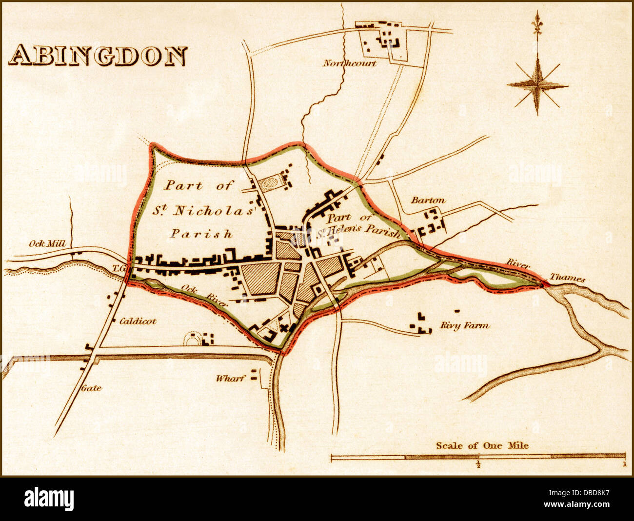 1832 Victorian Map of Abingdon Stock Photo
