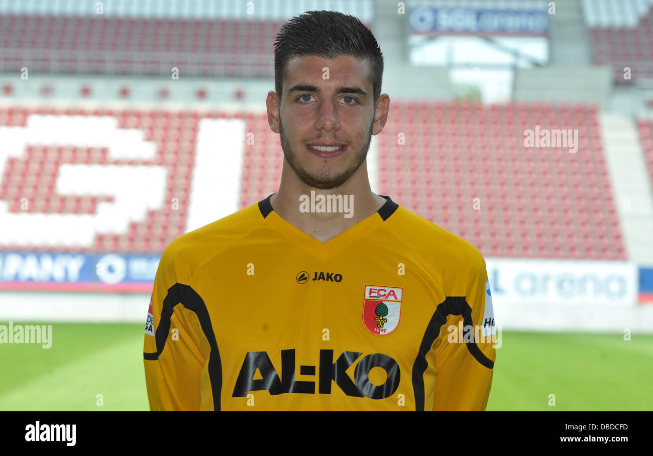 Goalie Ioannis Gelios of German Bundesliga club FC Augsburg at the official  photocall of season 2013-14 on the 8th of July in 2013 in the SGL-Arena in  Augsburg (Bavaria). Photo: Stefan Puchner/dpa