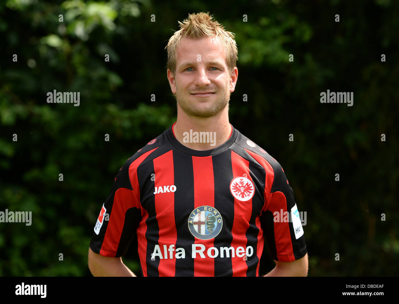 Stefan Aigner, player of German Bundesliga club Eintracht Frankfurt, during  the official photocall for the season 2013-14 on the 12th of July in 2013  at Commerzbank Arena in Frankfurt am Main (Hesse).