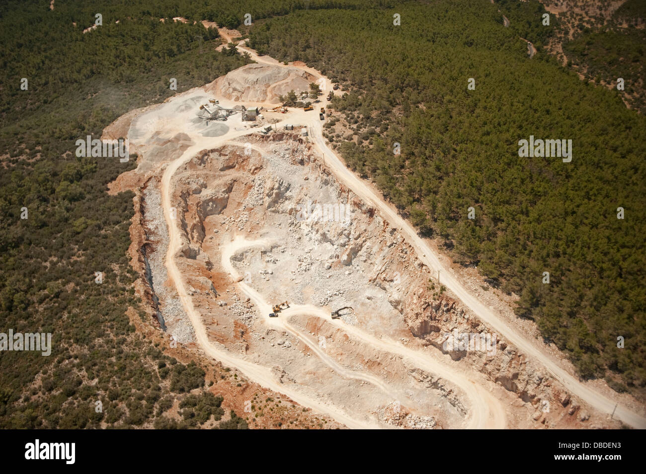 Aerial view of mining and environmental impact Milas Bodrum Turkey Stock Photo