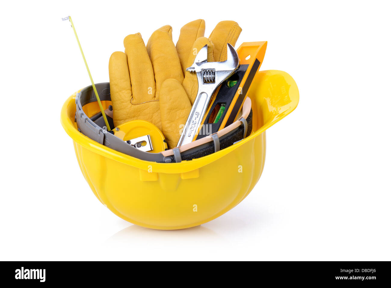 Construction DIY tools ready for work isolated on white background Stock Photo