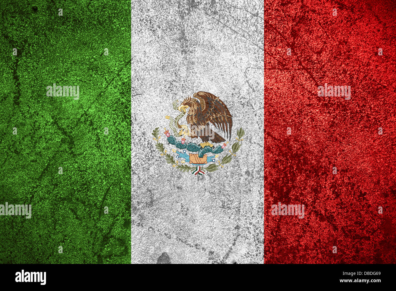 flag of Mexico or Mexican banner on rough metal background Stock Photo