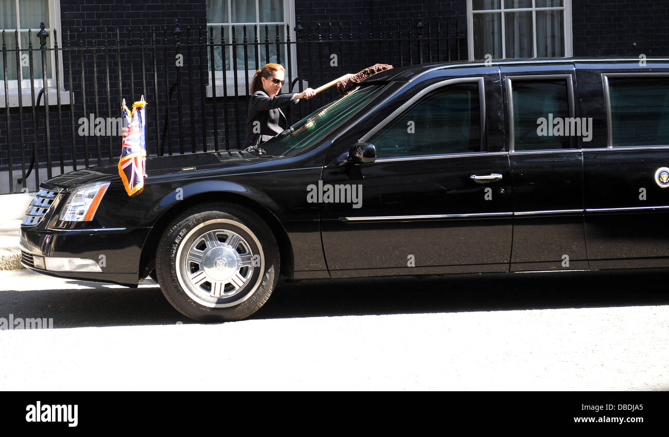 President Barack Obama's car 'The Beast' at 10 Downing Street London, England - 25.05.11 Stock Photo