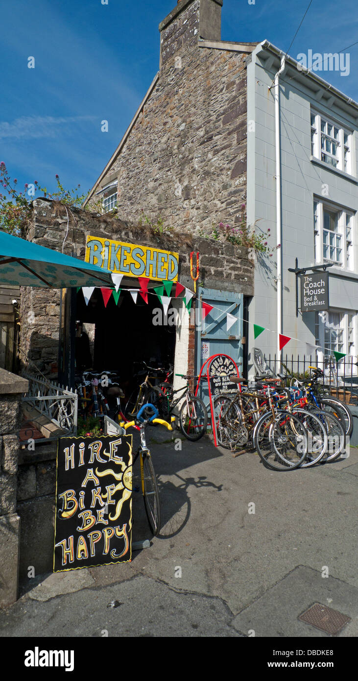 Bicycle hire shop The Bikeshed in St Davids Pembrokeshire Wales UK