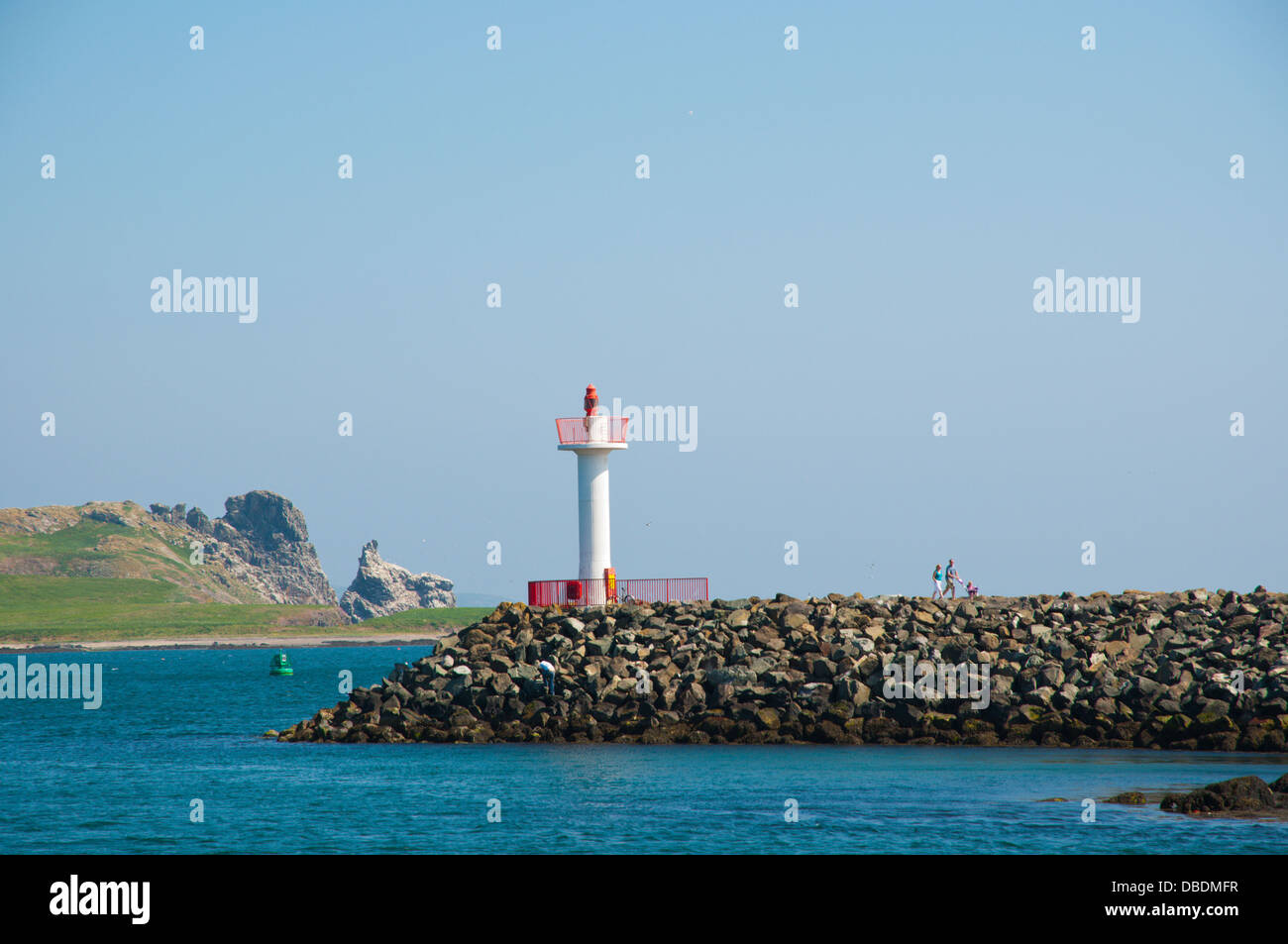 Lighthouse on East Pier breakwater Howth peninsula near Dublin Ireland Europe Stock Photo