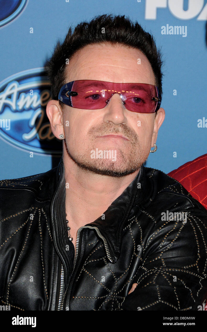 Bono The 2011 American Idol Finale at the Nokia Theater at LA Live - Pressroom Los Angeles, California - 25.05.11 Stock Photo
