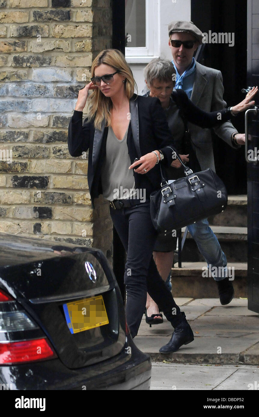 Kate Moss and hairdresser James Brown leaving her house to go away for ...
