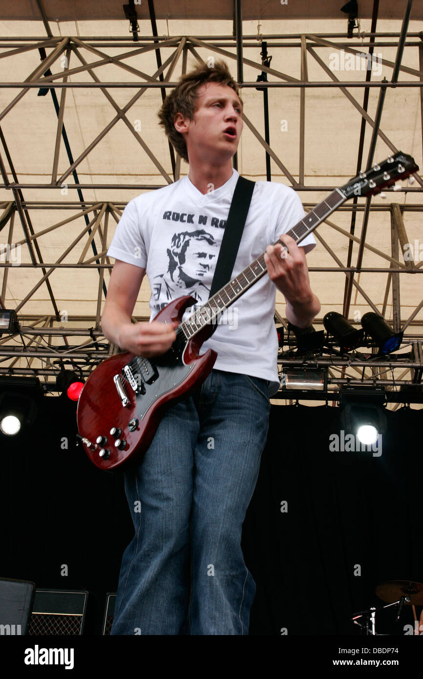 The Subways ( English rock band) performing  at the Big Day Out Festival, Sydney Showground, Sydney, Australia. Stock Photo