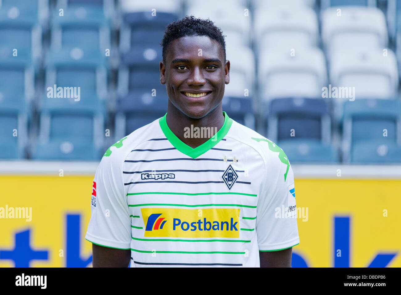 Player Peniel Mlapa of German Bundesliga club Borussia Mönchengladbach  during the official photocall for the season 2013-14 on the 9th of July in  2013 in the Borussia-Park in Monchengladbach (North Rhine-Westphalia Stock