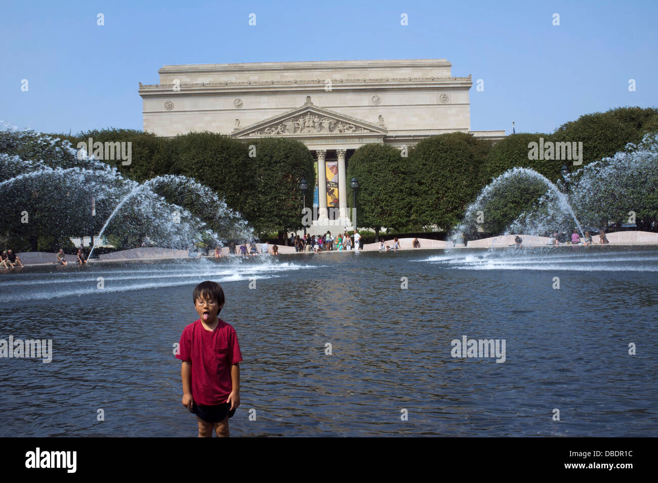 Fountain in the sculpture garden of the National Gallery, Washington, DC. Stock Photo
