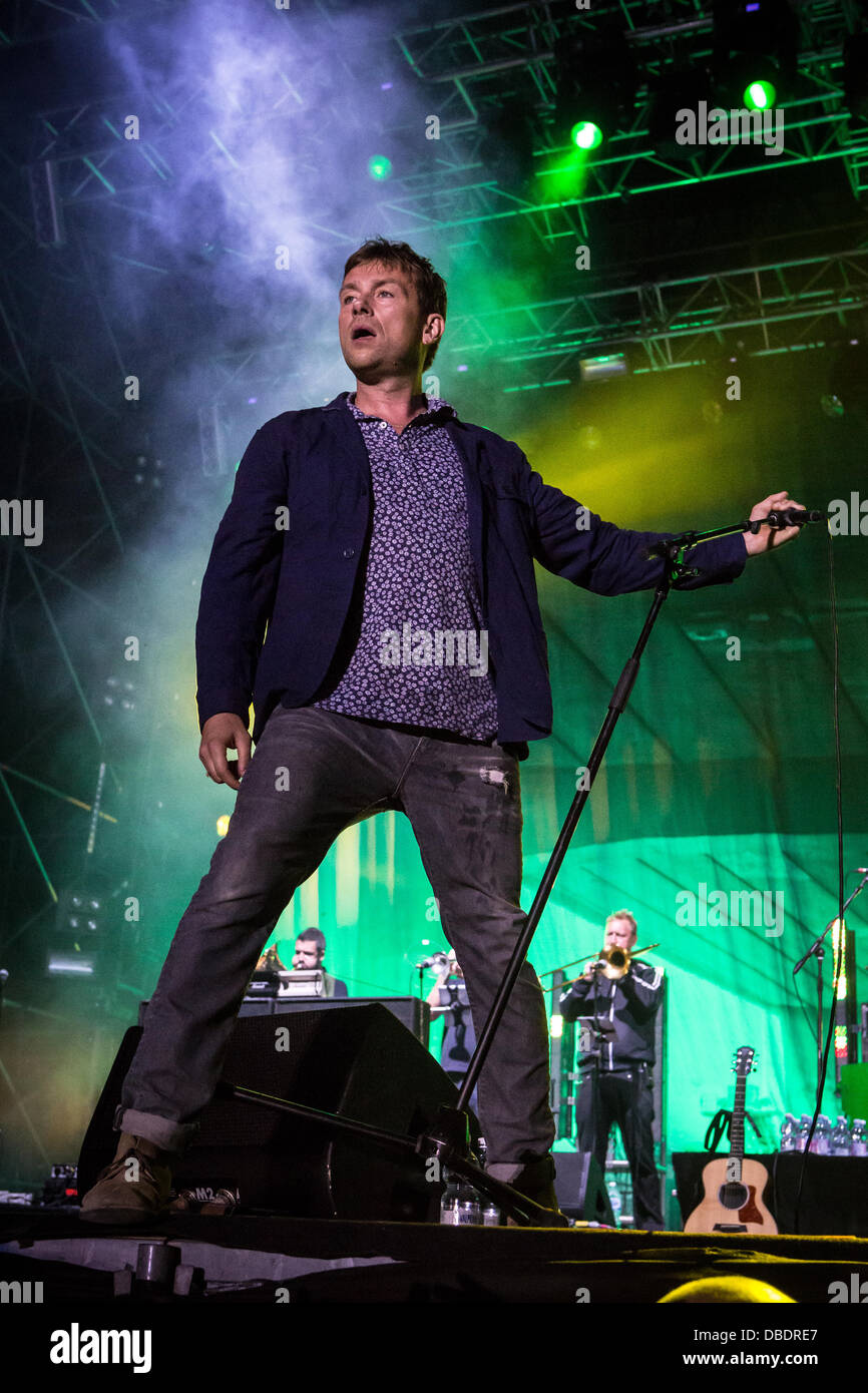 Milan Italy. 28th July 2013. The British rock band BLUR performs live at Ippodromo del Galoppo during the 'City Sound Festival' Credit:  Rodolfo Sassano/Alamy Live News Stock Photo