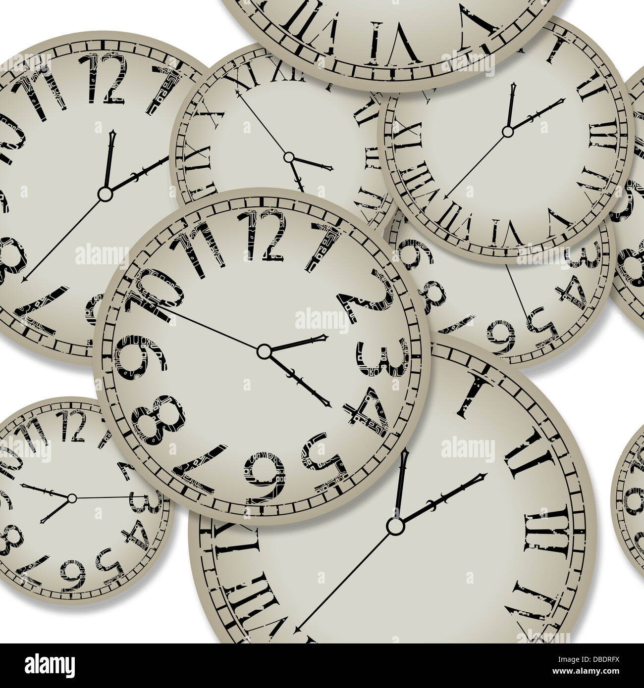 shadowed clocks pattern, abstract seamless texture, vector art ...