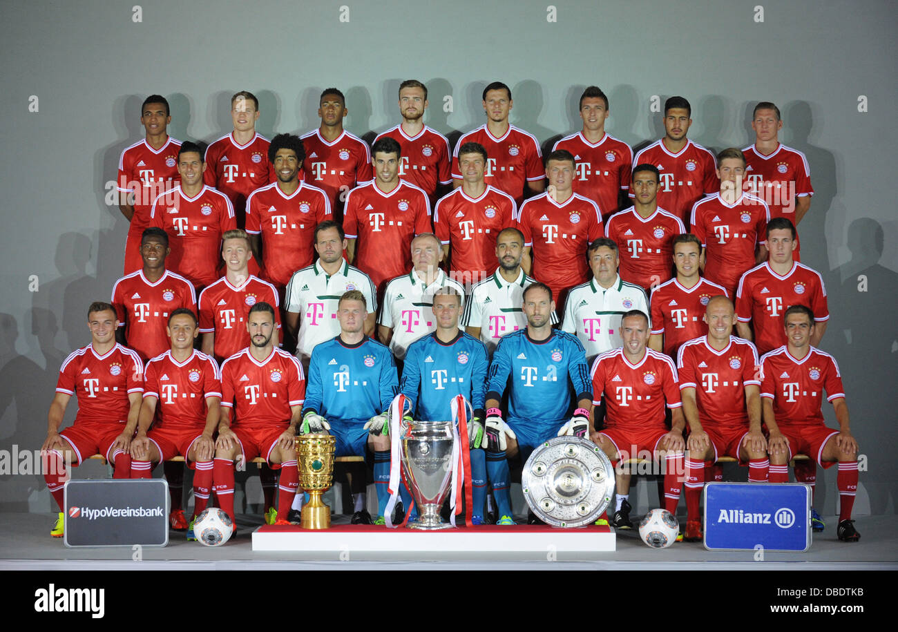 Official team photo of German Bundesliga club FC Bayern Munich during the  official photocall for the season 2013-14 on the 18th of July in 2013 in  the Club Area in Munich (Bavaria).