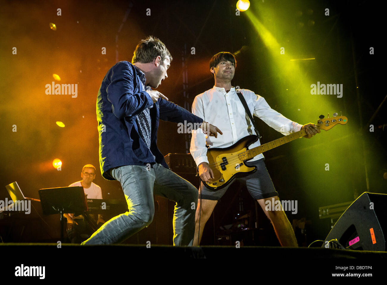 Milan Italy. 28th July 2013. The British rock band BLUR performs live at Ippodromo del Galoppo during the 'City Sound Festival' Credit:  Rodolfo Sassano/Alamy Live News Stock Photo