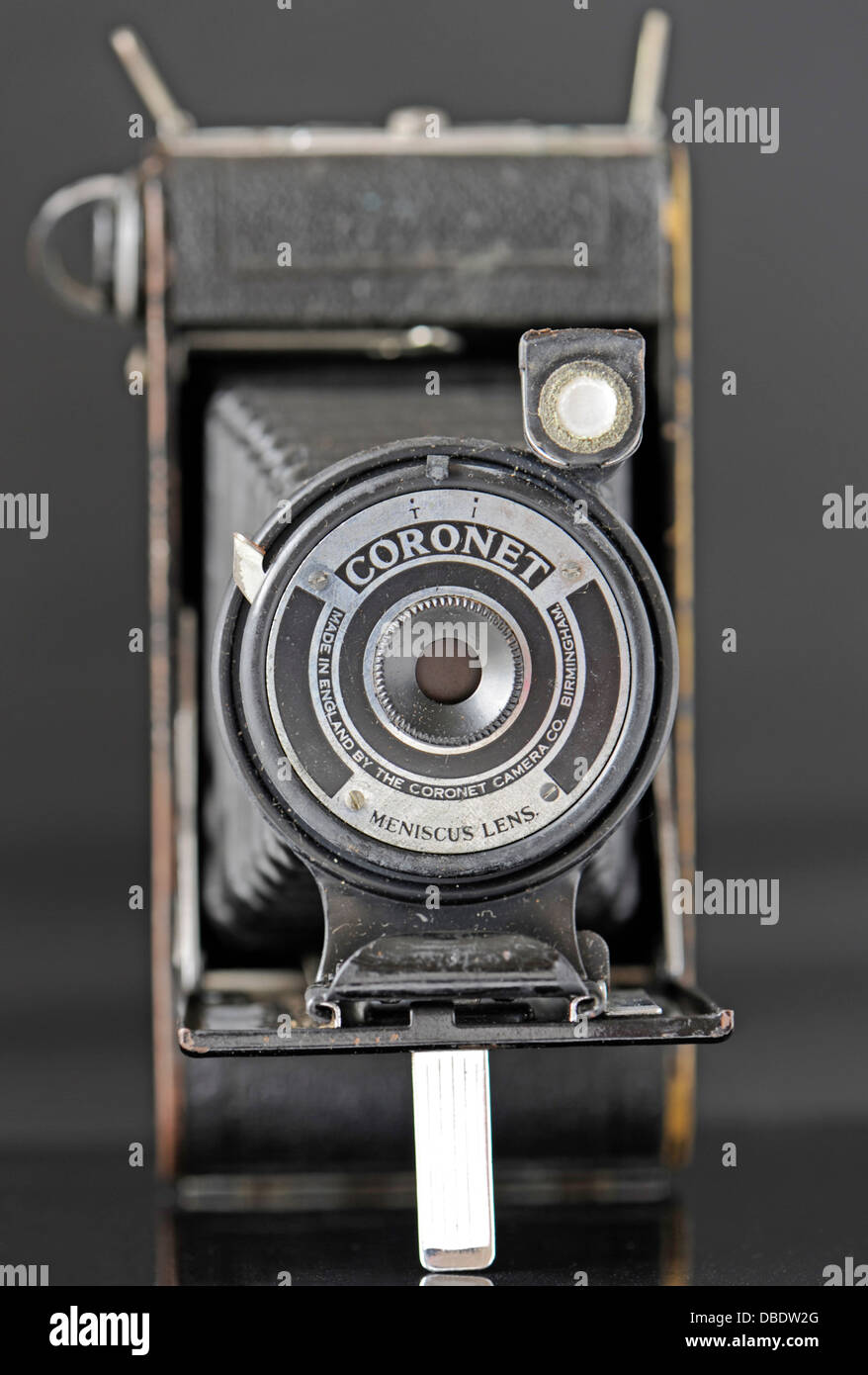 Close-up front view of a Coronet bellows camera Stock Photo