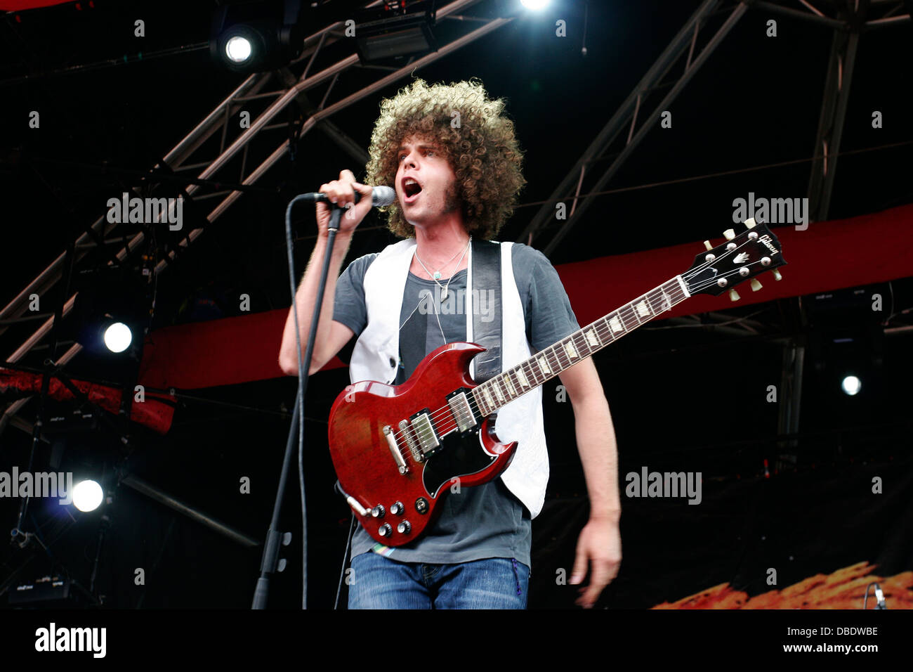 Andrew Stockdale singer of Australian rock band Wolfmother at the Big Day Out Festival, Sydney Showground, Sydney, Australia. Stock Photo