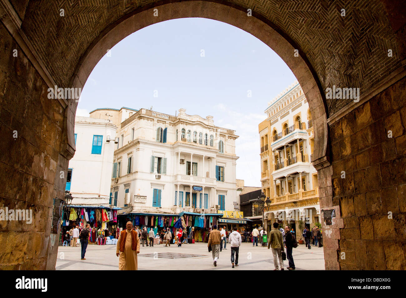 French entrance in the souk of Tunisia. Stock Photo