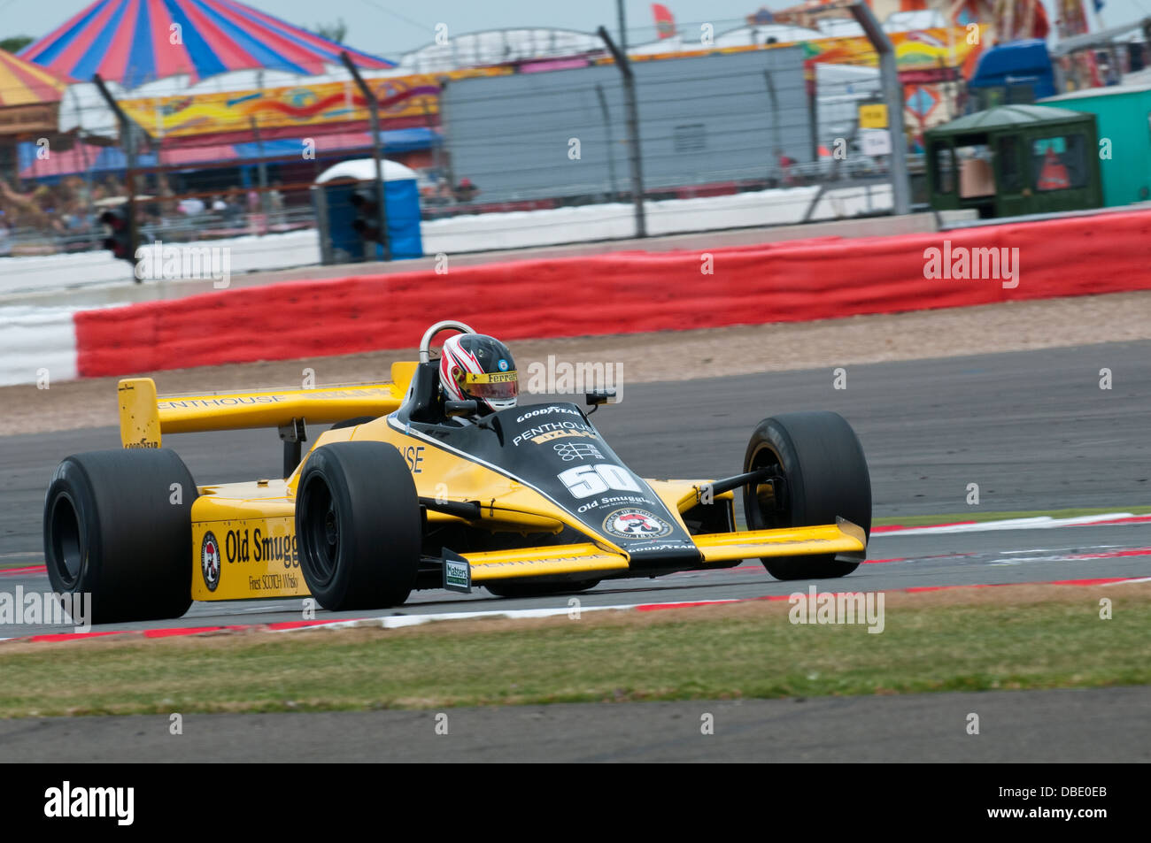 Michael LYONS in the RAM Williams FW07 F1 car winner of the 2013 Silverstone Classic FIA Masters Historic Formula 1 race Stock Photo