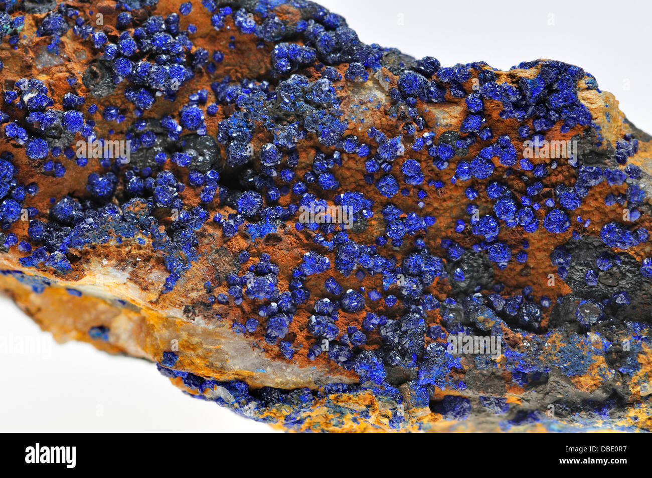 Azurite crystals (copper carbonate hydroxide) from Sidi Ayed, Morocco. Ore of copper, also used