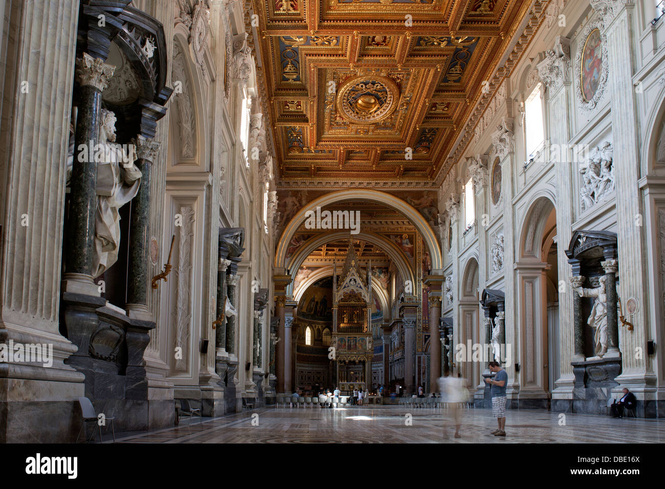 Nave inside the Basilica of St. John Lateran. Baroque Art, s. XVII, by the architect Francesco Borromini Stock Photo