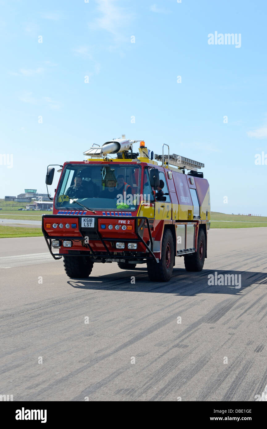 Sumburgh Fire Crew on exercise at Sumburgh Airport Shetland Scotland Stock Photo