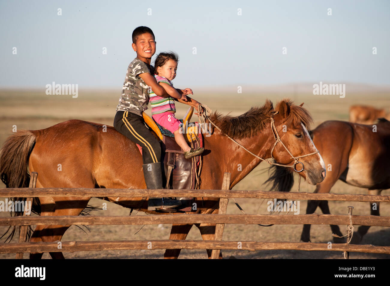 Nomadic herder camp, Mongolia Stock Photo