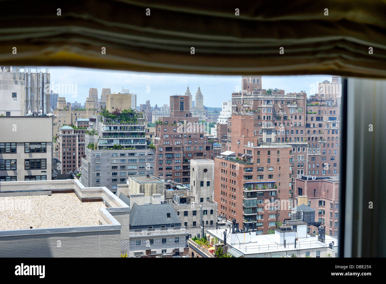 Upper East Side Manhattan, NYC View Looking West. Terraced Penthouse on Top of Foreground Building. Stock Photo