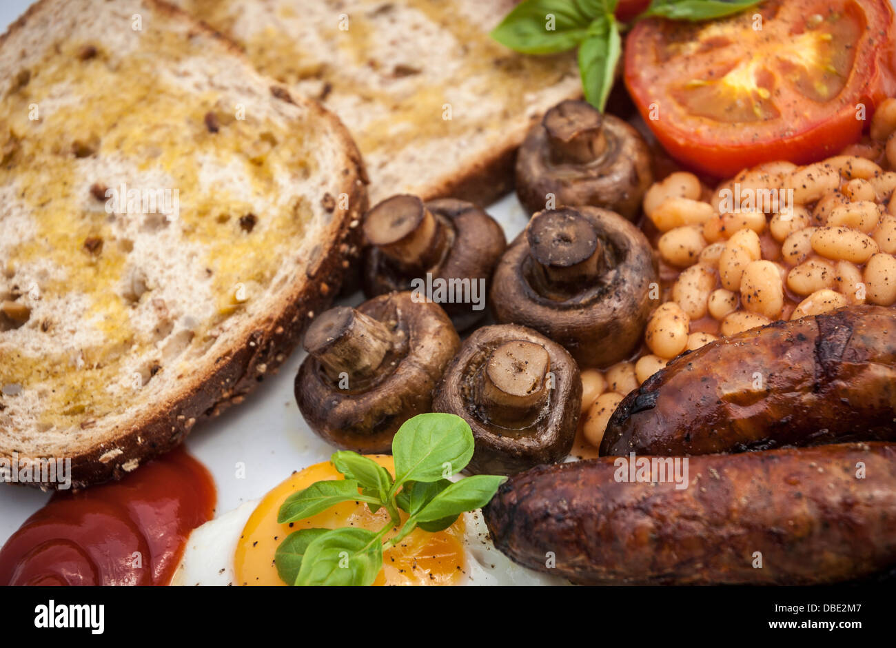 A traditional cooked English fry-up. Stock Photo