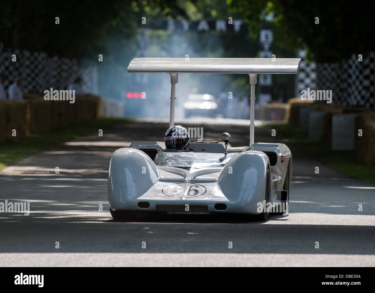 Chichester, UK - July 2013: Chaparral-Chevrolet 2E in action at the Goodwood Festival of Speed on July 13, 2013. Stock Photo