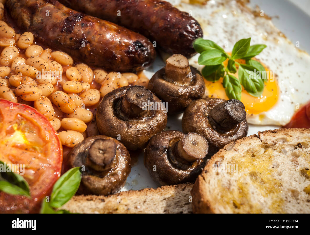 A traditional cooked english fry-up. Stock Photo