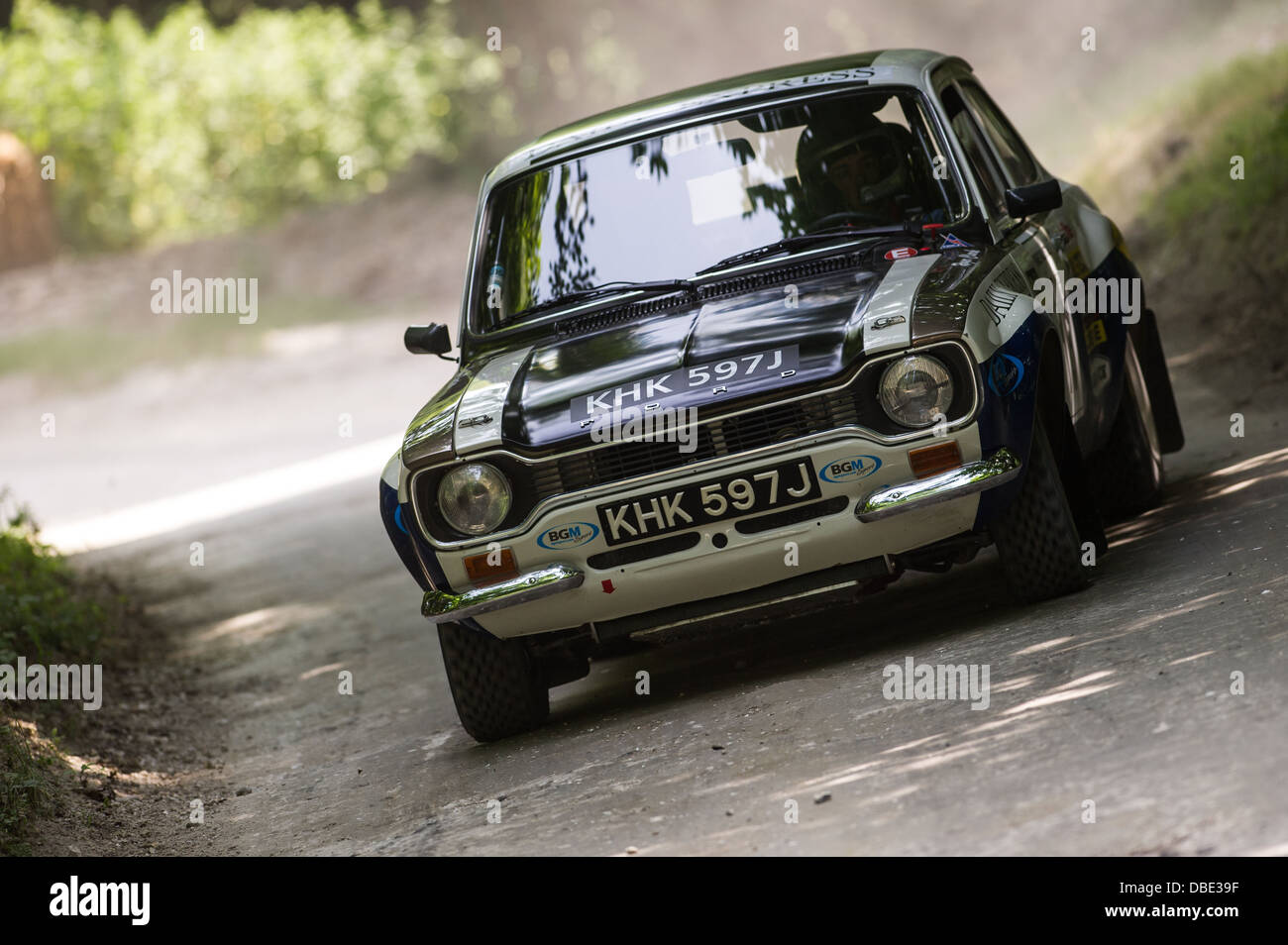 Chichester, UK - July 2013: Ford Escort MK1 RS1600 in action on the rally stage at the Goodwood Festival of Speed 2013 Stock Photo