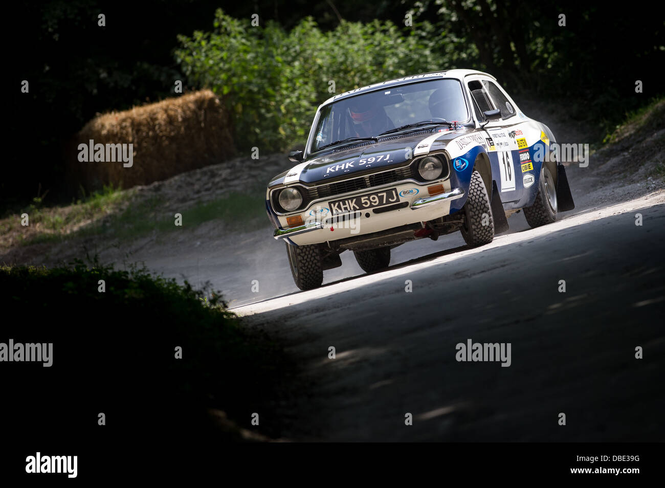 Chichester, UK - July 2013: Ford Escort MK1 RS1600 in action on the rally stage at the Goodwood Festival of Speed 2013 Stock Photo