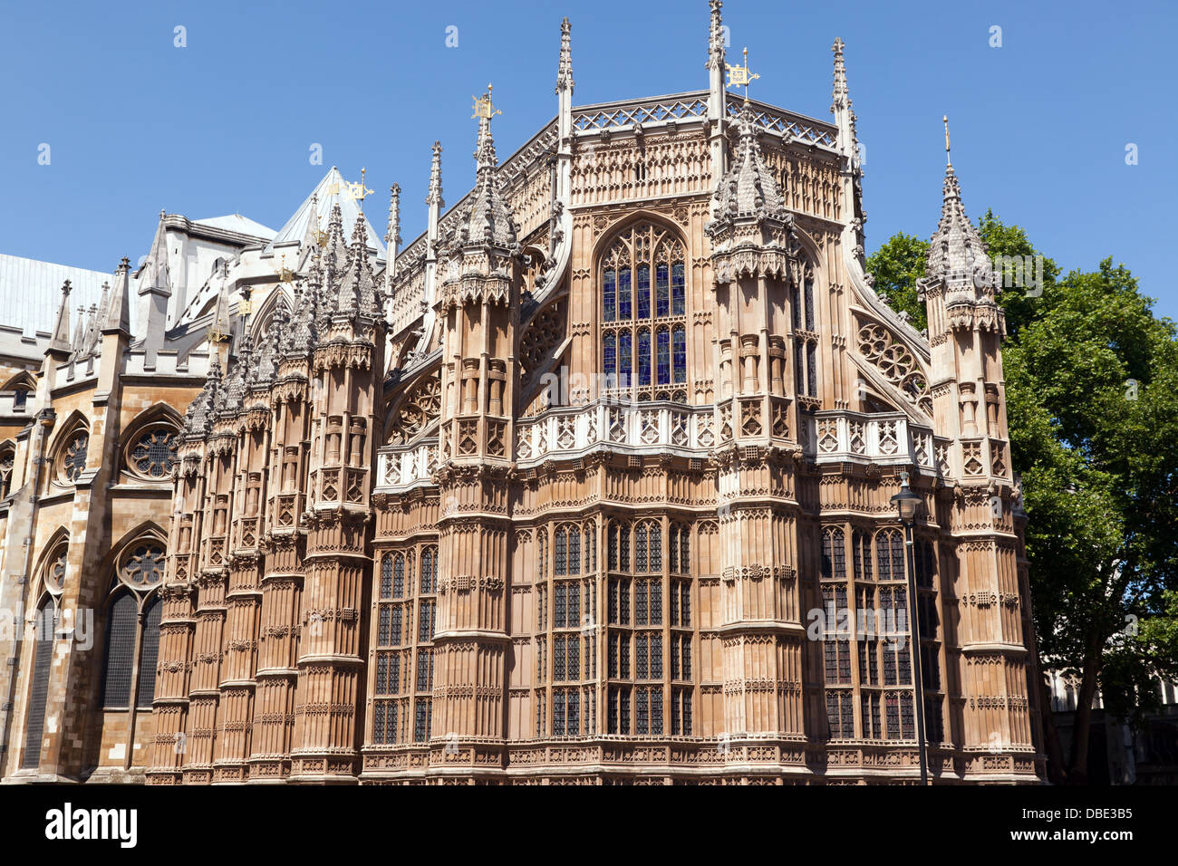 Exterior view  of the Henry VII Lady Chapel,  Westminster Abbey, London Stock Photo