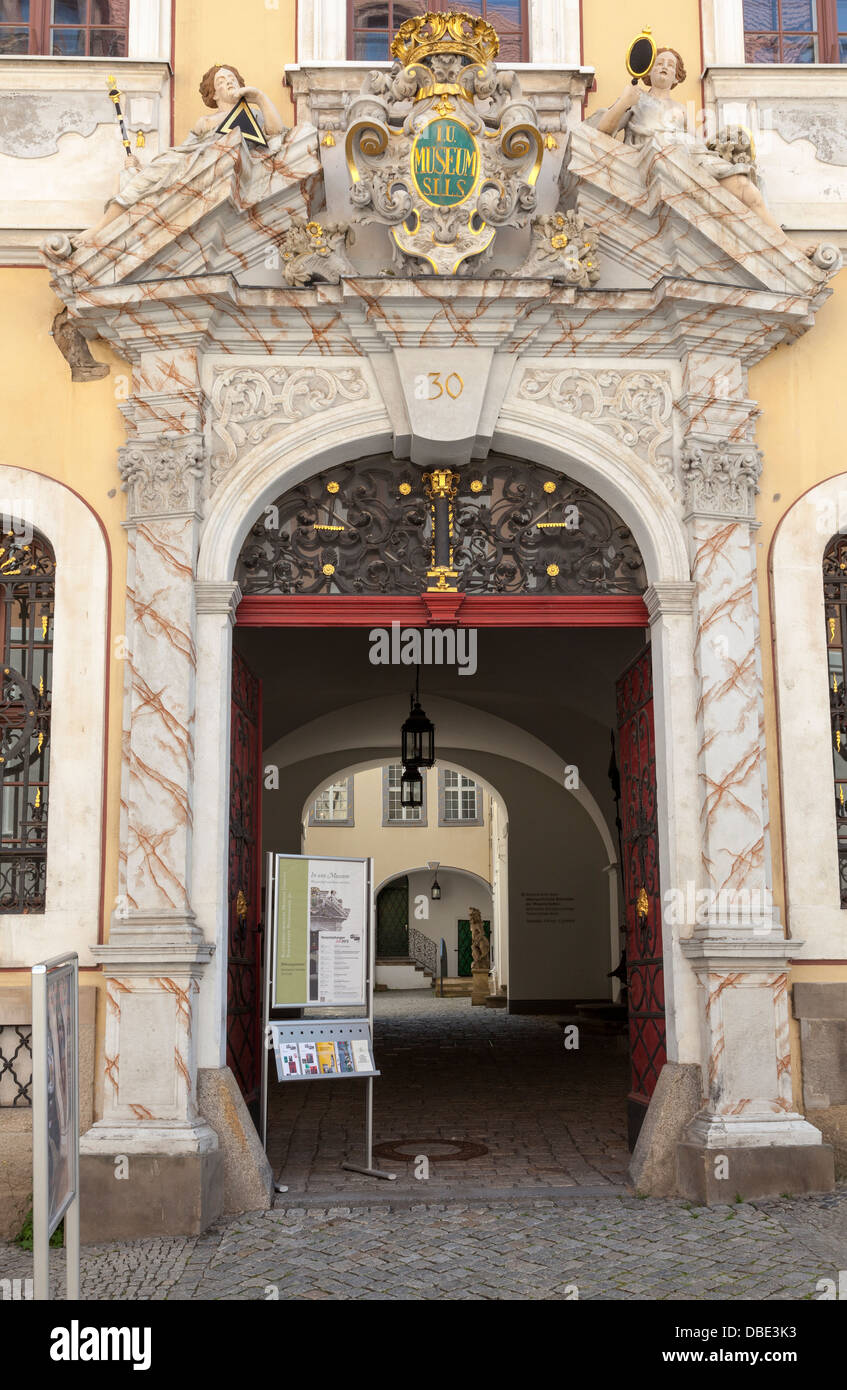 Neißstrasse 30 – Baroque entrance to the Silesian Museum, Goerlitz, Saxony, Germany Stock Photo