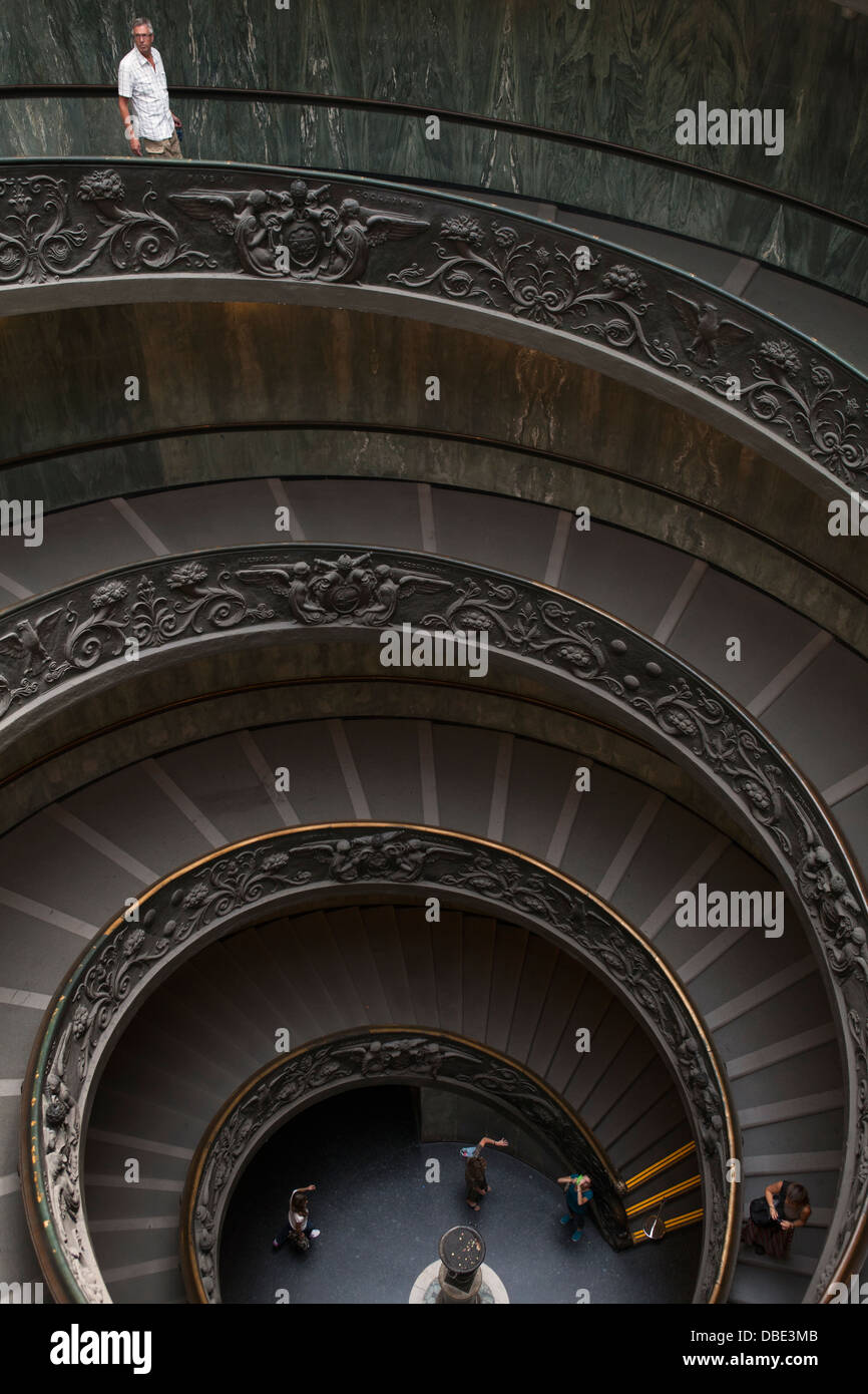 Helical staircase leading to the exit from the Vatican Museum. It was designed by the architect Giuseppe Momo. Stock Photo