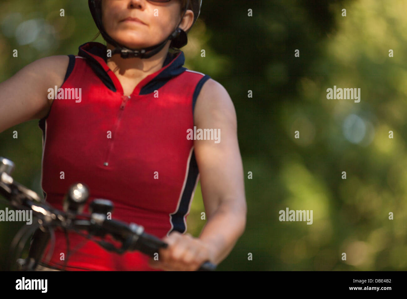 Closeup of a female Cyclist Stock Photo Alamy