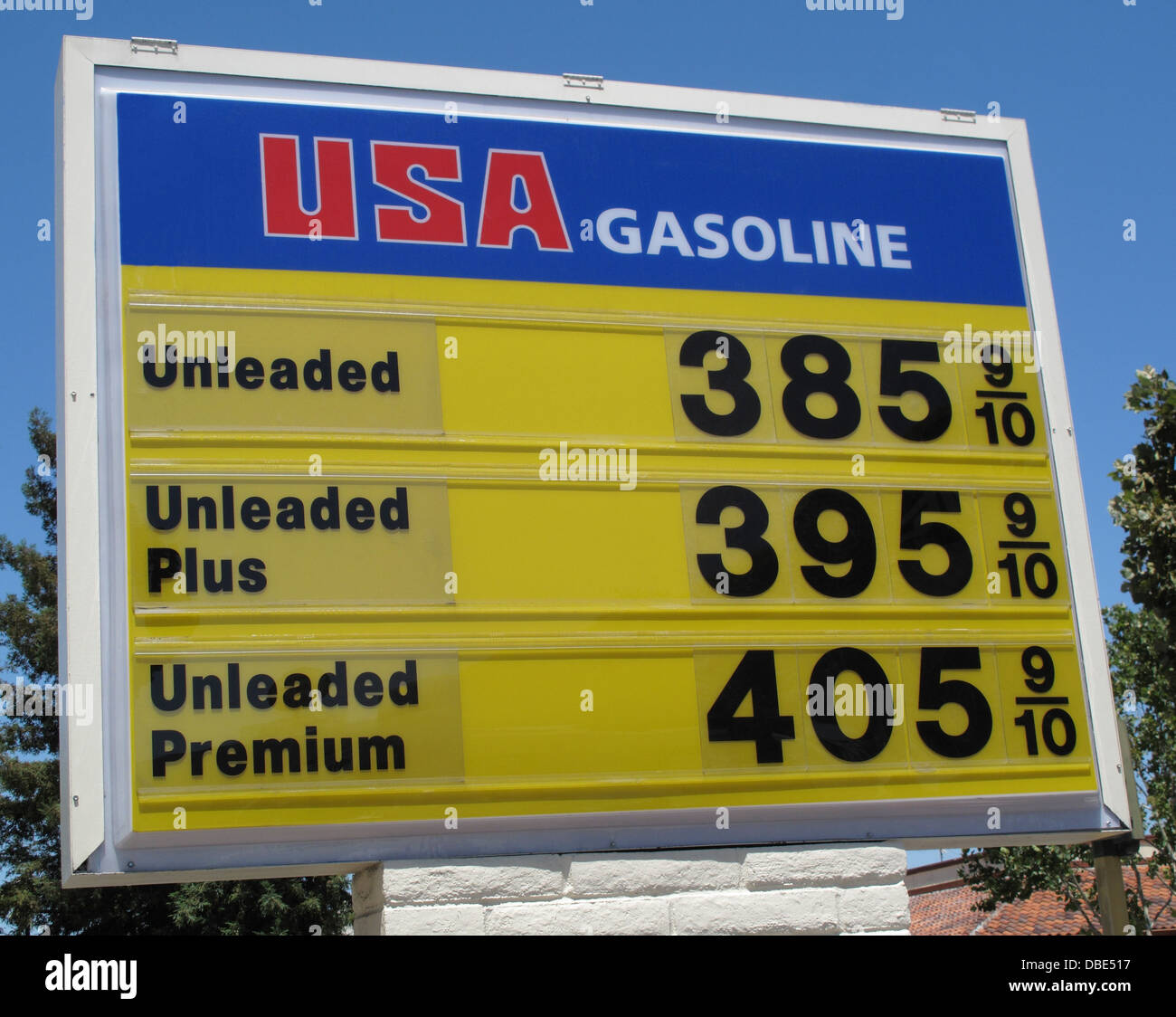 USA Gasoline station price sign in San Jose, California Stock Photo