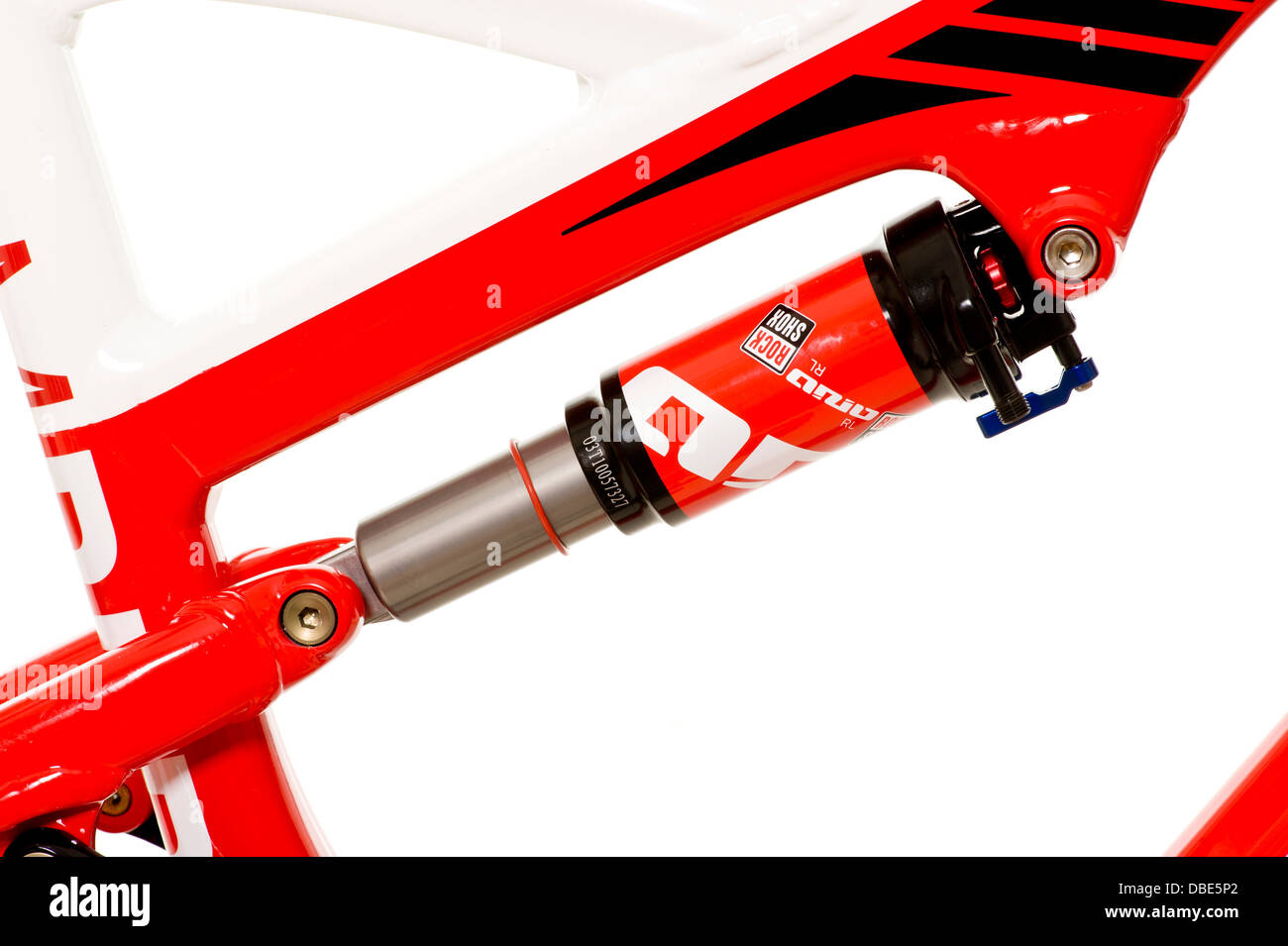Close up of rear shock on a Mountain bike Stock Photo Alamy