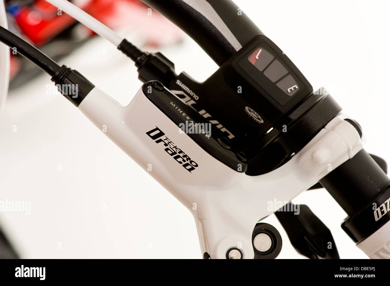 close up of gear shifter on a mountain bike Stock Photo