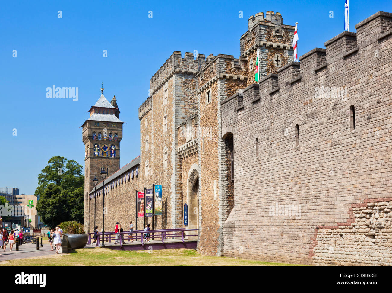 South gate entrance of Cardiff castle Cardiff city centre South Glamorgan South Wales GB UK EU Europe Stock Photo