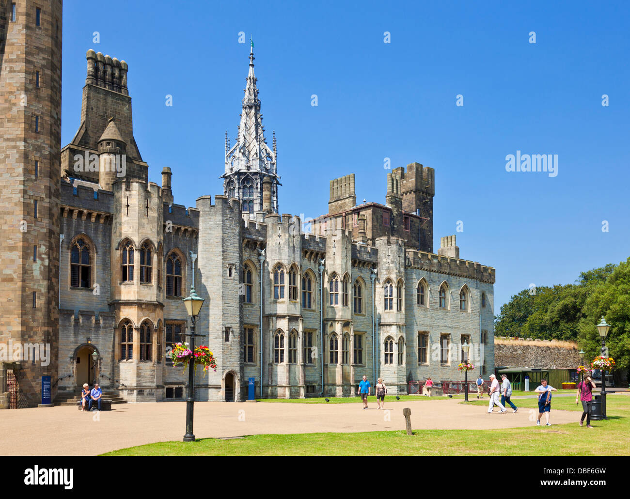 Inside the grounds of Cardiff Castle victorian gothic mansion Cardiff South Glamorgan Wales UK GB EU Europe Stock Photo