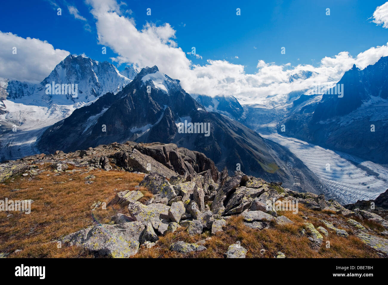 Mer de Glace glacier, Mont Blanc range, Chamonix, France, Europe Stock Photo